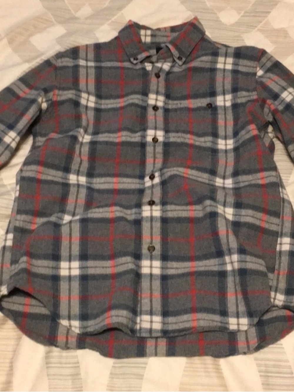 J. Crew Gray and Red Plaid Button-Down Shirt